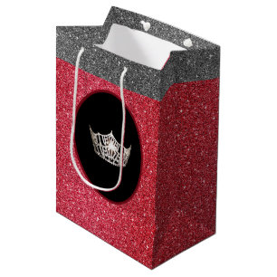 Sacola Para Presentes Média Saco vermelho de FX GlitterGift da coroa de prata