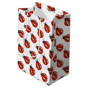 Sacola Para Presentes Média Saco vermelho e branco do presente dos joaninhas