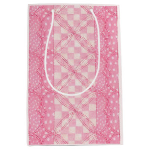 SACOLA PARA PRESENTES MÉDIA SACOLA DE PRESENTE MÉDIA QUILT CORAÇÃO ROSA