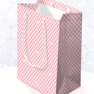 Sacola Para Presentes Média Sacolinha de Aniversário Rosa Malha de Coração Pre