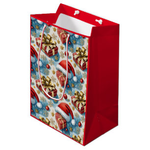 Sacola Para Presentes Média Sacos de Compras de Papel Vermelho de Natal