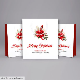 Sacola Para Presentes Média Sacos de Presente com Fonte de Script Poinsettia d