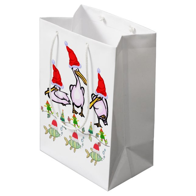 Sacola Para Presentes Média Sacos de Presente de Natal de Pelicano (Verso inclinado)