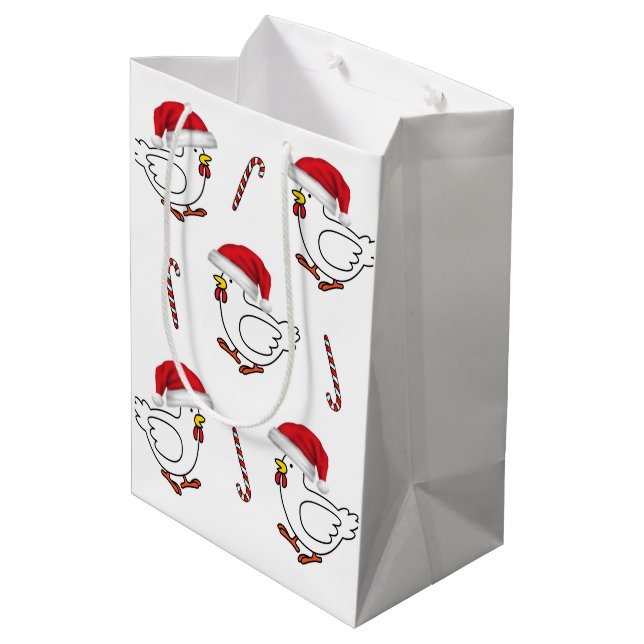 Sacola Para Presentes Média Sacos de Presente de Natal para Galinhas (Verso inclinado)