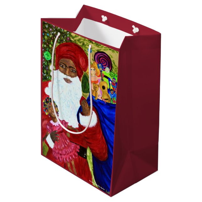 Sacola Para Presentes Média Sacos de presentes de Natal personalizáveis - Todo (Verso inclinado)