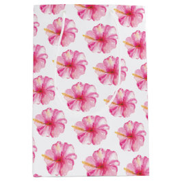 Sacola Para Presentes Média Sacos-Presente Flores Tropicais De Aquarela Hibisc