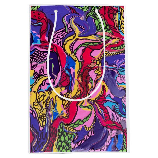 Sacola Para Presentes Média Sacos-Presente Impressos "Febre Selva" (Frente)