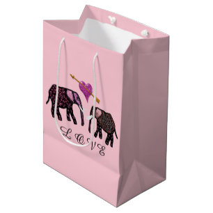 Sacola Para Presentes Média Sacos-presentes para coração de elefante metálico
