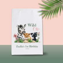 Safari Animais do Zoológico Selvagem Rosa Um Anive