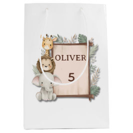 Sacola Para Presentes Média Safari Gift Bag, Oliver's 5th Birthday Present Bag