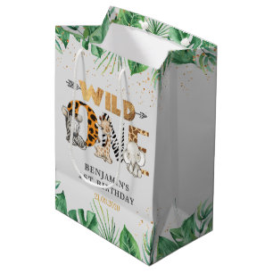 Sacola Para Presentes Média Safari Wild One Festa de aniversário