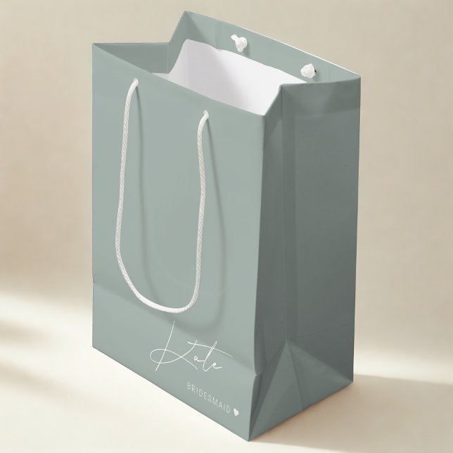 Sacola Para Presentes Média Sage Modern Bridesmaid Proposta de Presente Bag (Criador carregado)
