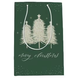 Sacola Para Presentes Média Sage Sparkly Feliz Natal Feriado