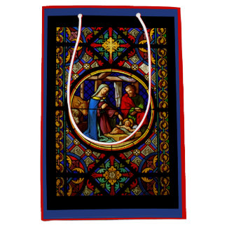 Sacola Para Presentes Média Sagrada Família "Vitral"