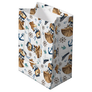 Sacola Para Presentes Média Sail Away Teddy Bear Medium Gift Bag