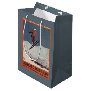 Sacola Para Presentes Média Salto de esqui - poster olímpico do Promo de PLM