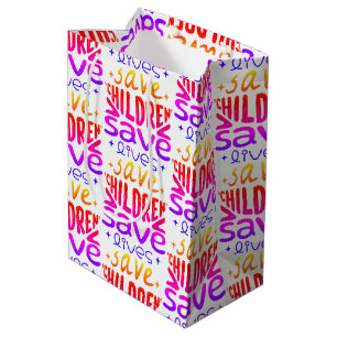 Sacola Para Presentes Média Salvar Filhos, Salvar Vidas