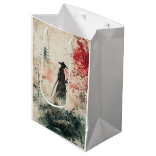 Sacola Para Presentes Média Samurai Silencioso Floresta Carmesim (1)