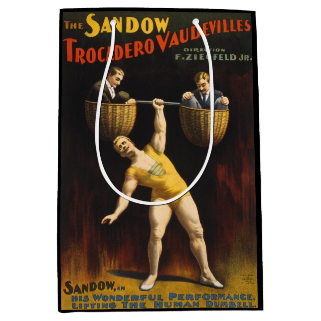 Sacola Para Presentes Média Sandow Eugen Sandow Vaudeville Weightlifter (Frente)
