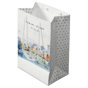 Sacola Para Presentes Média Sanja Mínima, Casamento de Aquarela da Califórnia