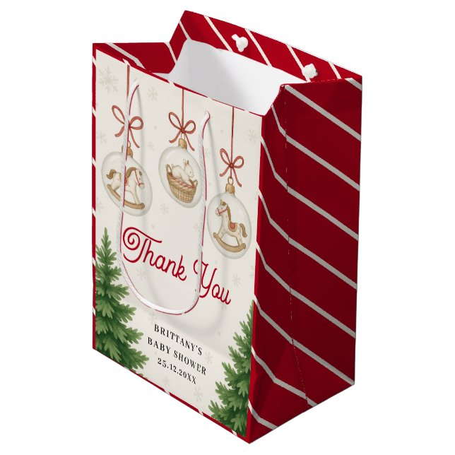 Sacola Para Presentes Média Santa Baby Christmas Baby Shower  (Frente inclinada)