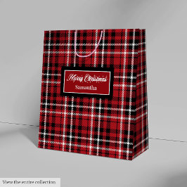 Sacola Para Presentes Média Santa Gift Bags Red Black Plaid Personalized Wrap