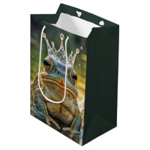 Sacola Para Presentes Média Sapo de aniversário Vestindo uma Coroa de Lixo Águ