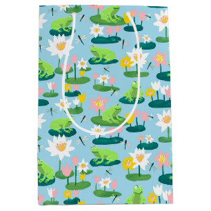Sacola Para Presentes Média Sapos e Lily Pads Crianças de Aniversário de CHÁ D