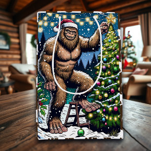 Sacola Para Presentes Média Sasquatch Themed Christmas