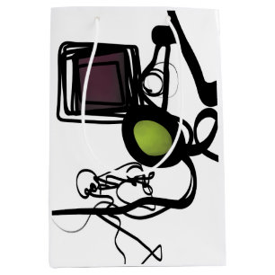 Sacola Para Presentes Média Saudações de Philydion: Abstrato Black & White