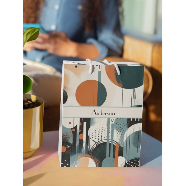 Sacola Para Presentes Média Scandi Groove, personalizado (Criador carregado)