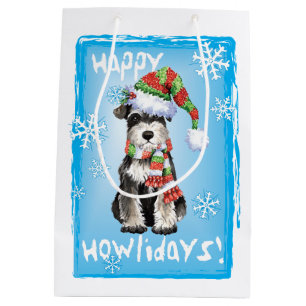 Sacola Para Presentes Média Schnauzer diminuto feliz de Howlidays