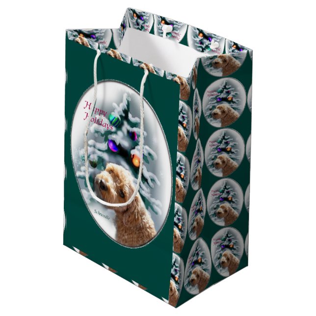 Sacola Para Presentes Média Schnoodle Christmas (Verso inclinado)