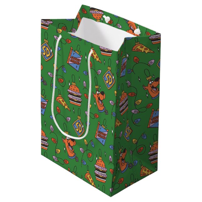 Sacola Para Presentes Média Scooby-Doo Holiday Snack Lights Pattern (Frente inclinada)