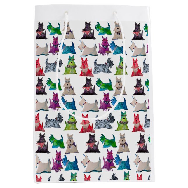 Sacola Para Presentes Média Scotties Coloridos (Frente)