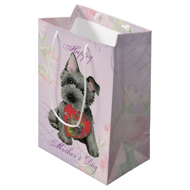 Sacola Para Presentes Média Scottish Terrier Heart Mãe Média Gift Bag (Frente inclinada)