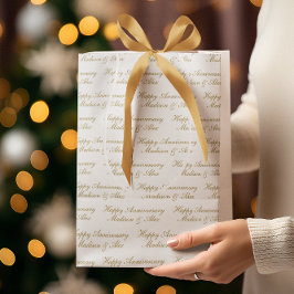 Sacola Para Presentes Média Script Feliz Aniversário com Nome Ouro Branco