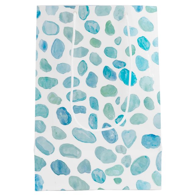 Sacola Para Presentes Média Sea Glass Coastal Beach (Verso)