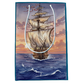 Sacola Para Presentes Média Segelboot auf dem Meer