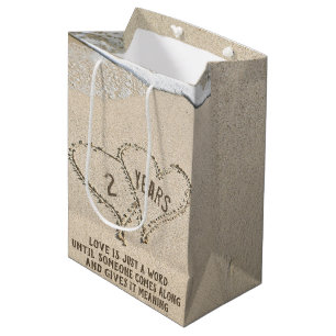 Sacola Para Presentes Média segundo Aniversário de Praia Corações Média de