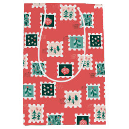 Sacola Para Presentes Média Selos Merry Holly Days