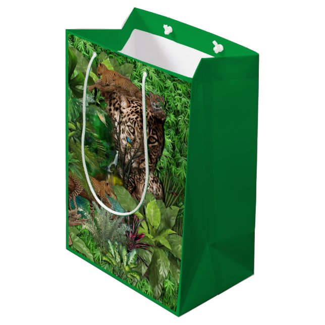 Sacola Para Presentes Média Selva Africana alegre (Verso inclinado)