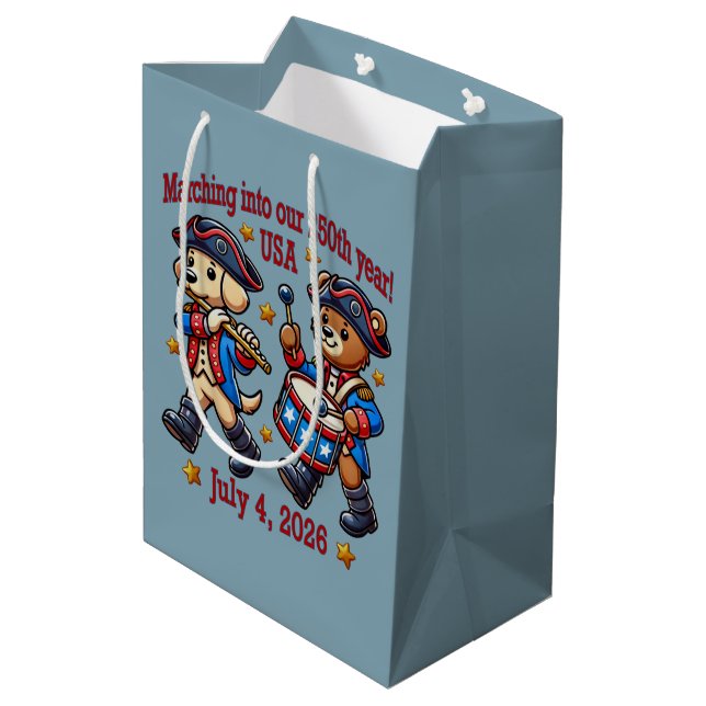 Sacola Para Presentes Média Semiquinentenário do 250º aniversário dos EUA (Verso inclinado)