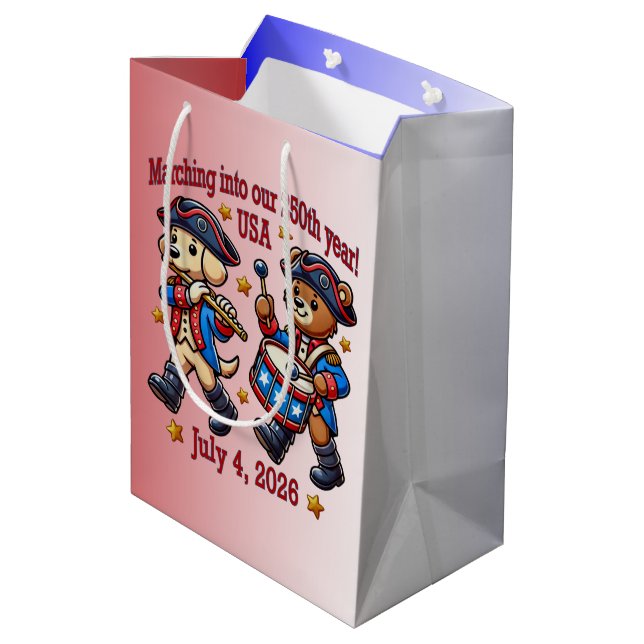 Sacola Para Presentes Média Semiquinentenário do 250º aniversário dos EUA (Verso inclinado)