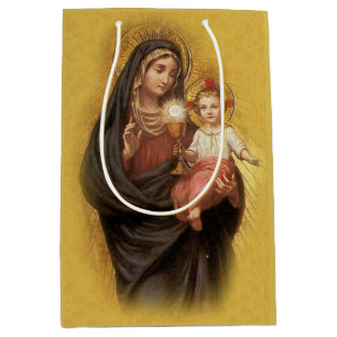 Sacola Para Presentes Média Senhora do comunhão abençoado de Mary Jesus do