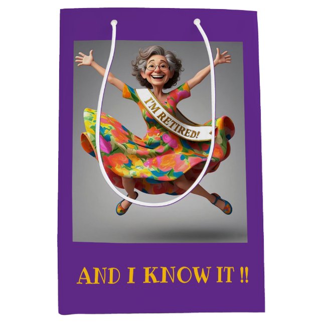 SACOLA PARA PRESENTES MÉDIA " SENHORA FINALMENTE REFORMADA " (Frente)