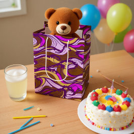 Sacola Para Presentes Média Sepia Abstract Pebble Bean Repeating Pattern