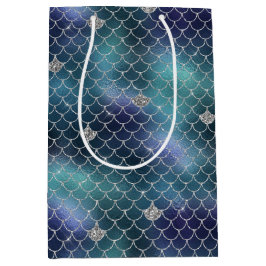 Sacola Para Presentes Média Sereia Azul de Prata
