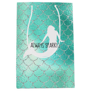 Sacola Para Presentes Média Sereia do Minint Silver Sparkle