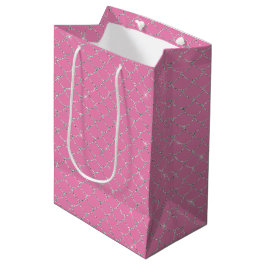 Sacola Para Presentes Média Sereia Rosa Prateada